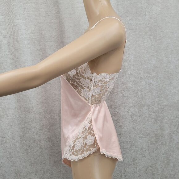 Vintage 80s Peach Lace Trimmed Satin Bodysuit Coquettegirl - Picture 5 of 10